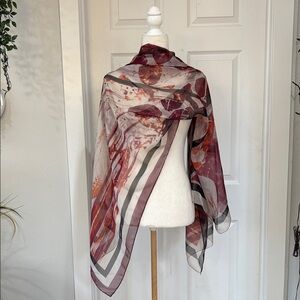 Simply Vera Vera Wang Abstract Sheer Scarf in Red and Gray